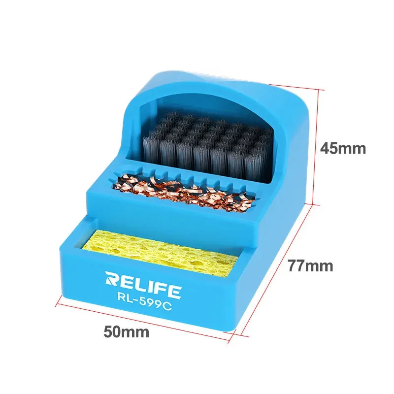 3in1 Soldering Tip Cleaner RELIFE RL-599C Heat Resistance Cleaning Steel Brush Copper Wire Ball Sponge Integrated Cleaning Tool