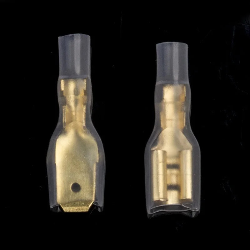 100 Teile/los 2,8/4,8/6,3mm Weiblich Männlich Crimp Terminal Draht Stecker Gold Messing/Silber Auto Lautsprecher elektrische Kabel Terminals Kit 