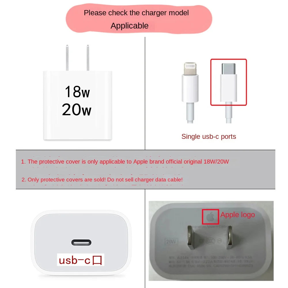 Cute Heart Case For Apple 18w/20w charger protective case is applicable to iPhone 14/13 data cable head protector Shell Sleeve