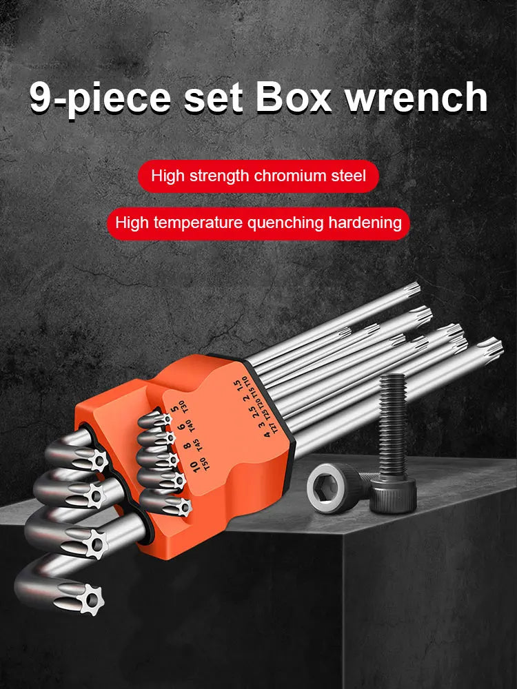 Ensemble de 9 clés Torx Star, clés Allen, clés à tête hexagonale, jeu de clés à double extrémité, tournevis étoile de type L, outils de réparation manuels