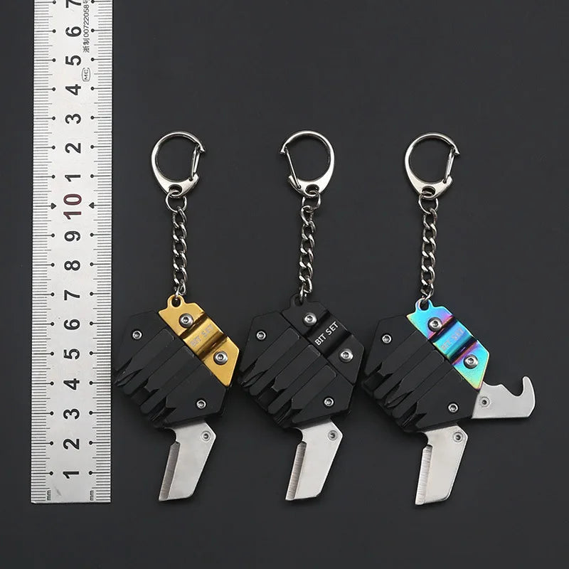 Pocket Knife Keychain Screwdriver Multifunctional Hexagon Coin Outdoor EDC survival Tool Folding Fold Mini coltello Gear Pee