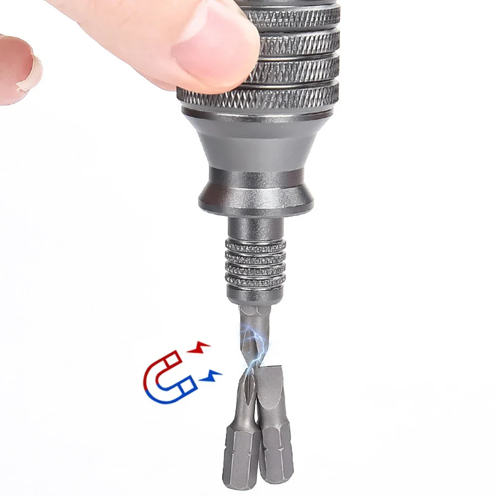 Precision 7 in 1 Mini Screwdriver Titanium Screwdriver 1/4 Inch Magnetic Phillips Torx Screw Driver Bit Kit Home Repair Tool