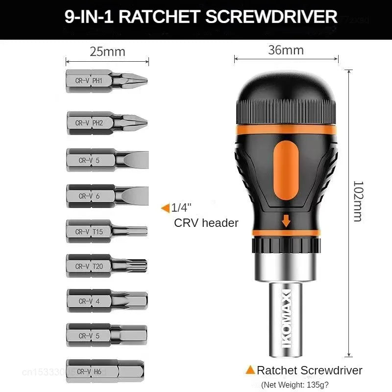 Xiaomi Ensemble de tournevis à cliquet réglable 9 en 1 Outils de tournevis à écrou magnétique Tournevis à main multifonctionnel pour réparation électronique 