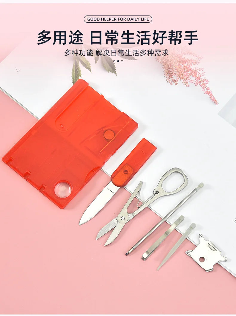 10 en 1 poche carte de crédit outils multifonctions portables équipement de camping de survie en plein air 1 boîte outils de carte de randonnée portables 