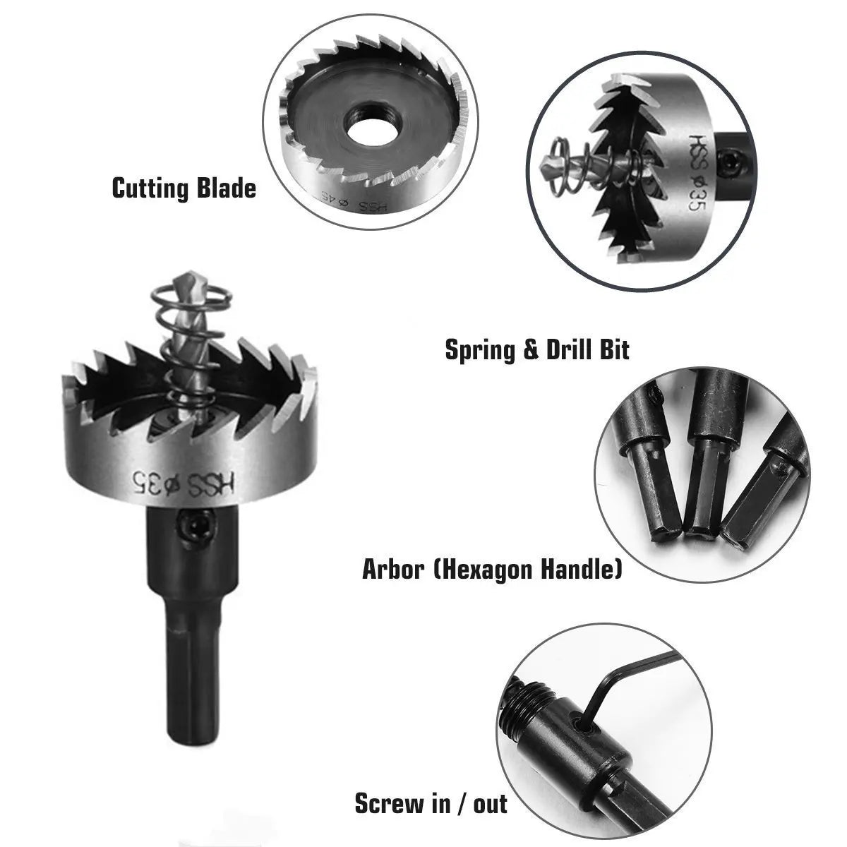 12-100mm Hard Metal Drill Bits Set Hole Saw Heavy Duty Hole Opener Hole Cutter For Metal Iron Wood Plastic Tool Accessories