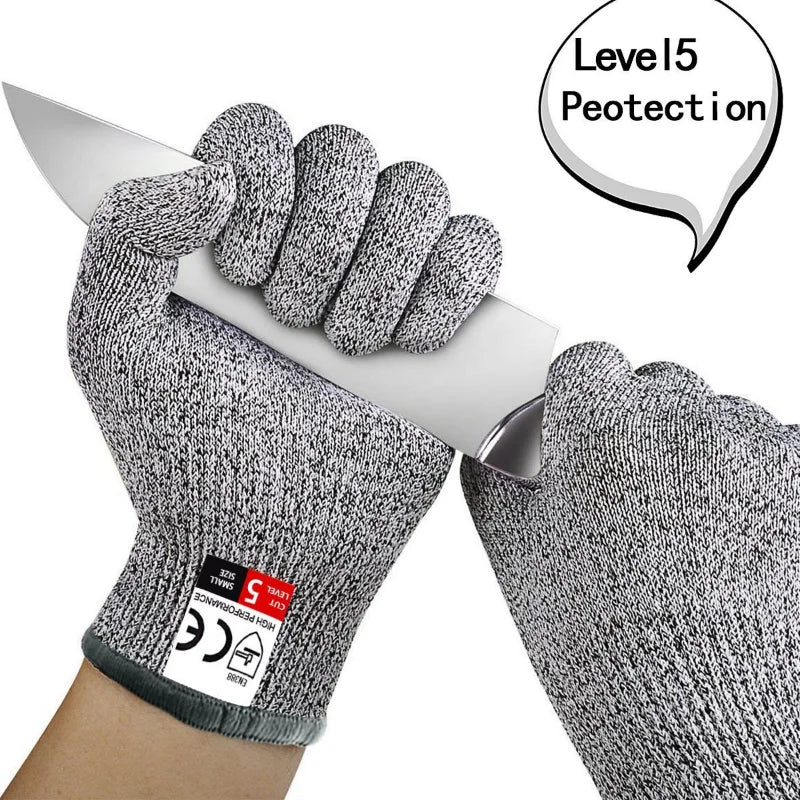 Grade 5 Cut Resistant Gloves Kitchen HPPE Scratch Resistant Glass Cutting Safety Protection for Gardeners