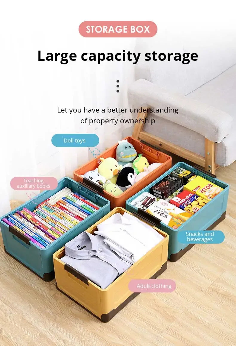 1pc Foldable Storage Box Wardrobe Storage Box Large Capacity For Toy Clothes Snacks Books Shoes Plastic Box For Car Household