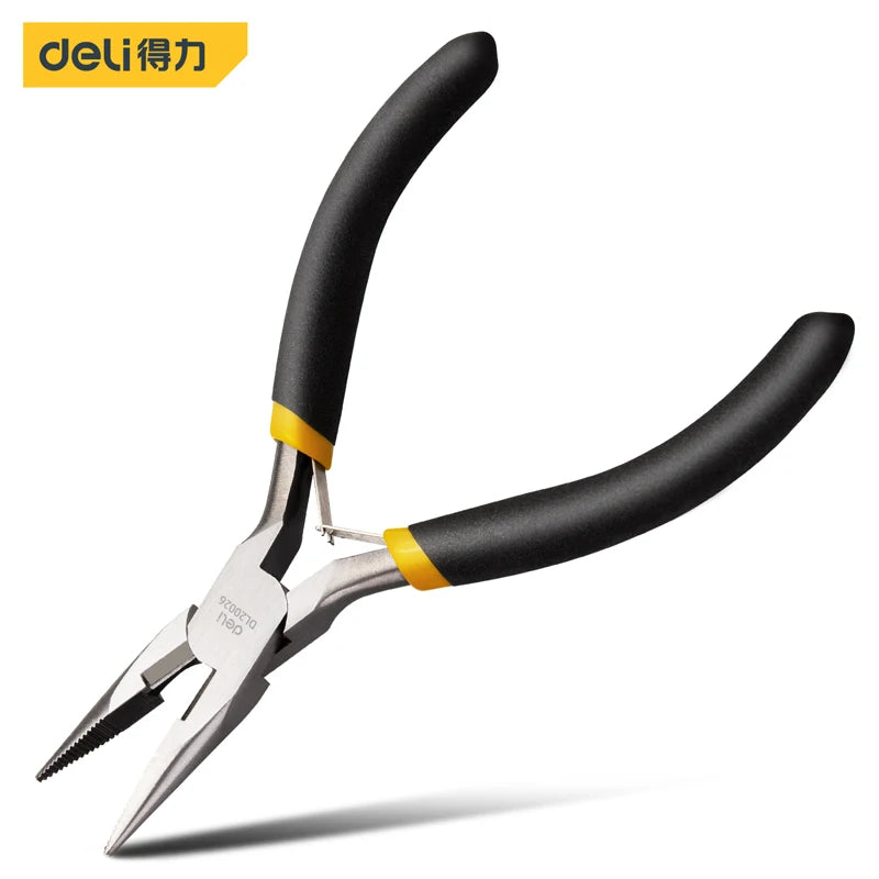 Deli 4/5/6 inch Mini Long Nose High Precision Wire Cutters Anti-slip Handle Design Multi-function Electrician Repair Hand Pliers