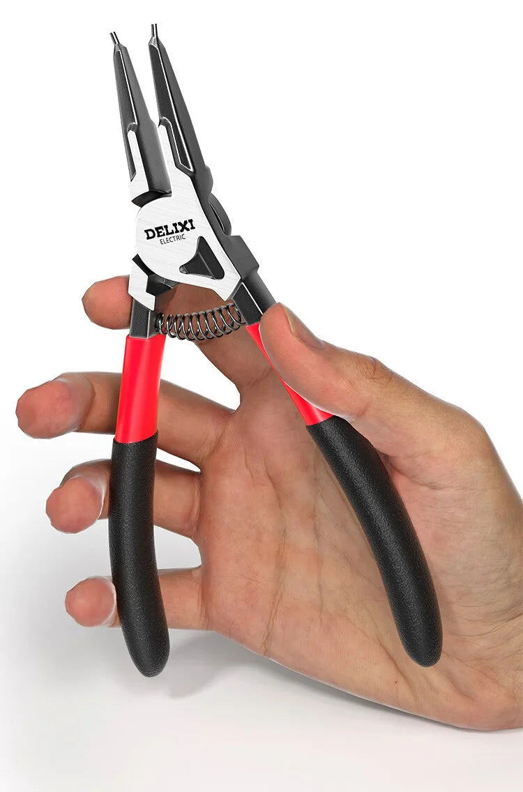 DELIXI ELECTRIC 5-In Circlip Pliers,Needle nose Pliers，Retaining Ring Pliers，for Removing Installing Puller Locking Rings Shafts