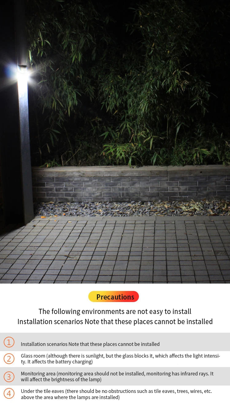 1~12PCS 100 LED Solar Wall Lamp 4 Sides Luminous With Motion Sensor Outdoor Garden Courtyard Waterproof Wall Light