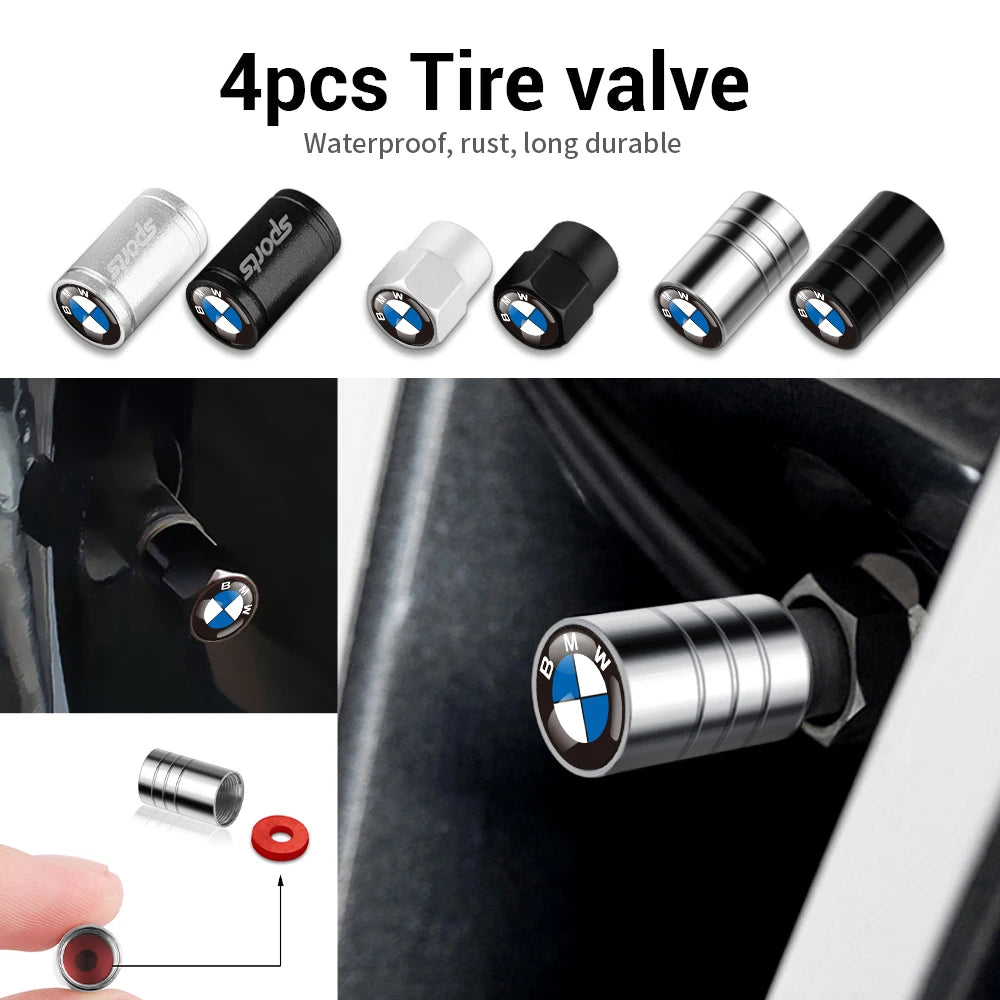 4PCS Metal Car Wheel Tire Valve Air Stem Cap For BMW M Performance M3 M5 M6 F01 G20 X1 X2 X3E60 F10 F30 E39 F20 E87 E92 G30 X5