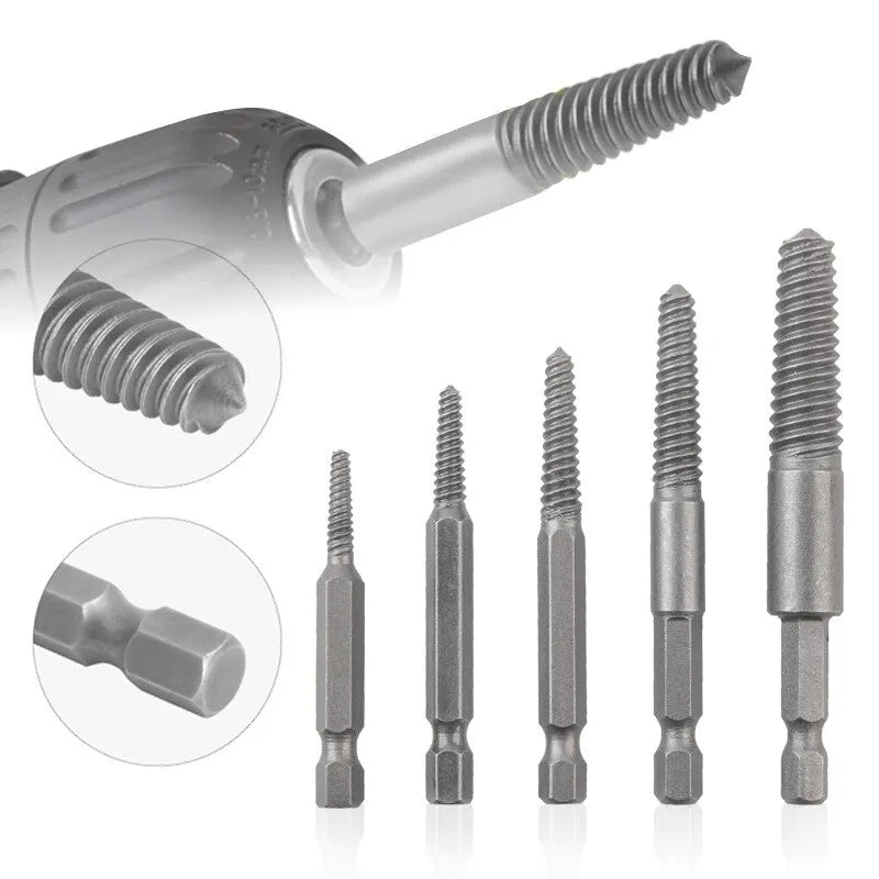 Lot de 10 extracteurs de vis à tête cassée à tige hexagonale, tournevis à tête cassée pour retirer l'ensemble d'outils de perceuse électrique 