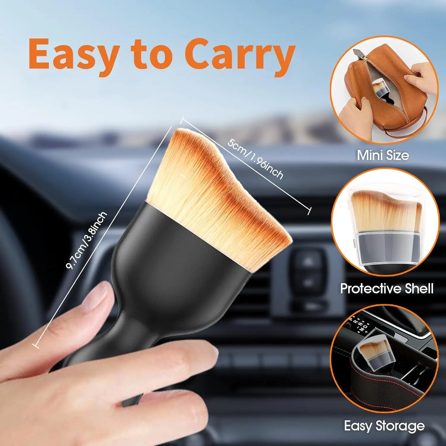 Car Interior Cleaning Brush Conditioner Air Outlet Soft Fur Clean Brushes with Shells Crevice Dust Removal Detailing Brush Tools