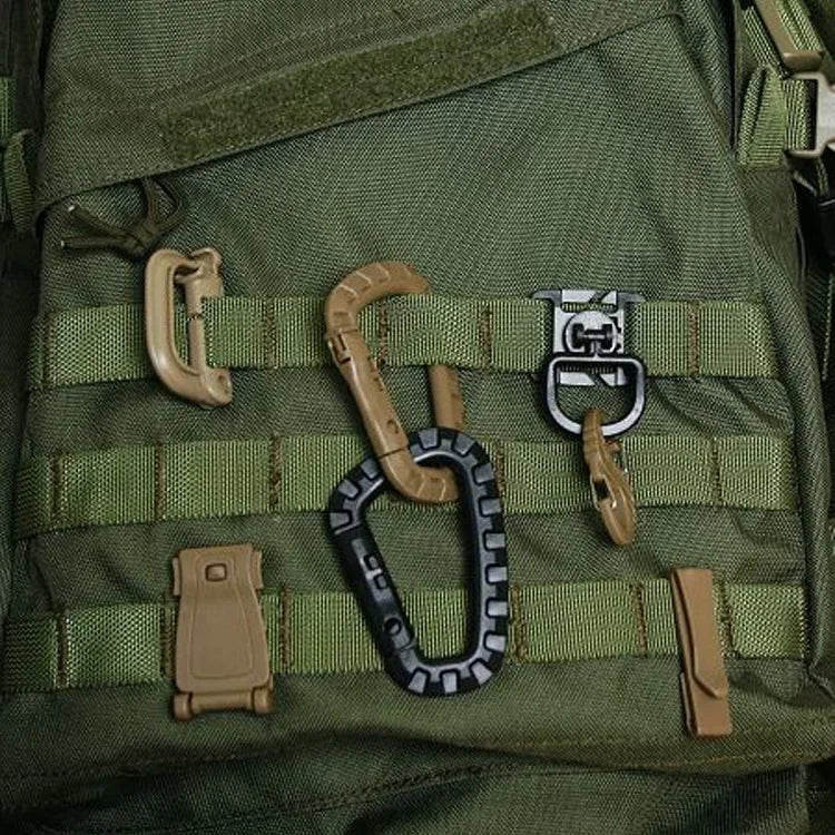 Tactical D-Ring Grimlock Carabiner Clip MOLLE Webbing Attachment Fast Latch System For Military Vest/Backpacks/Pouch/Bag/Belt