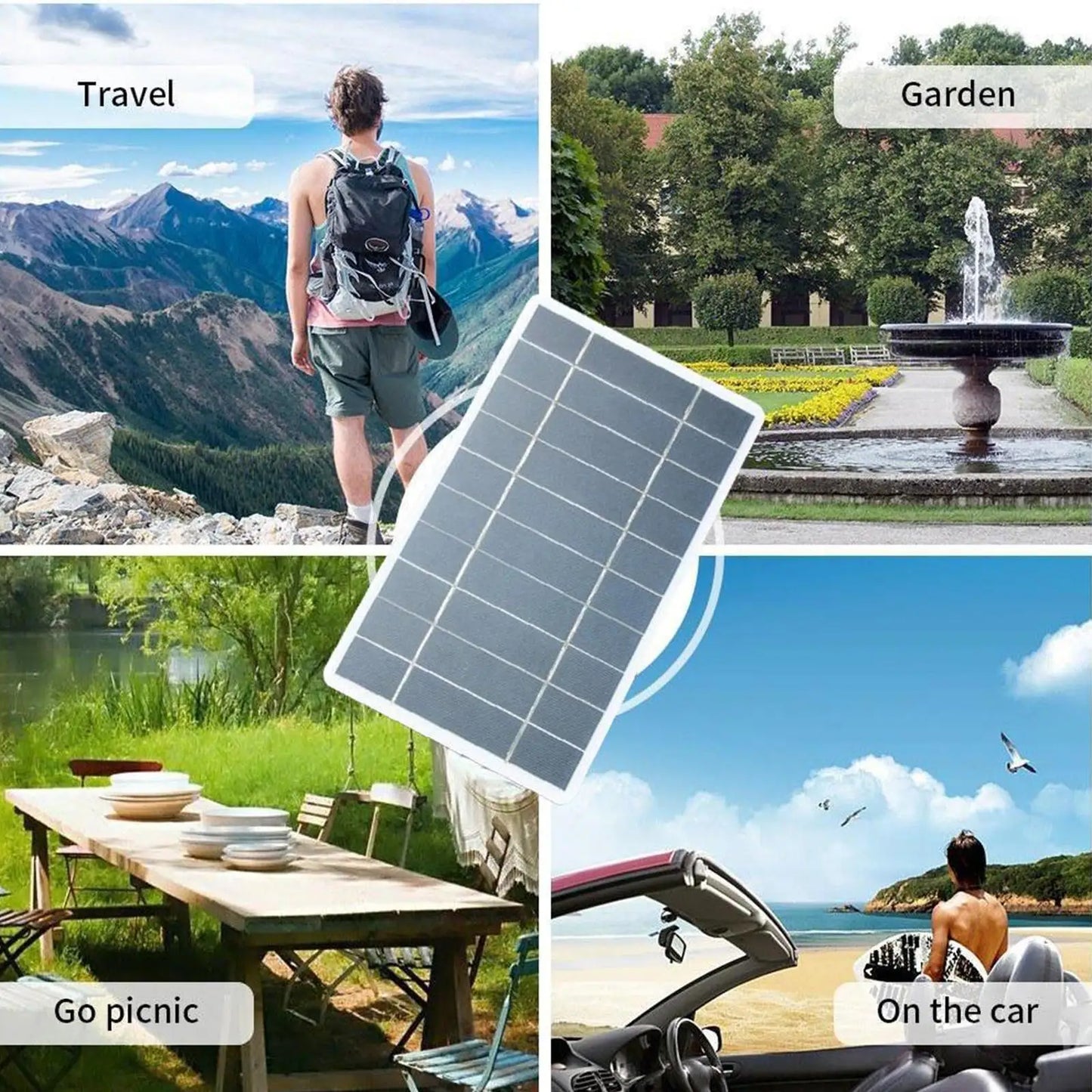 Tragbares Solarpanel, 5 V, 2 W, Solarplatte mit USB-sicherer Ladung, stabilisierendes Batterieladegerät für Power Bank, Telefon, Outdoor, Camping, Zuhause 