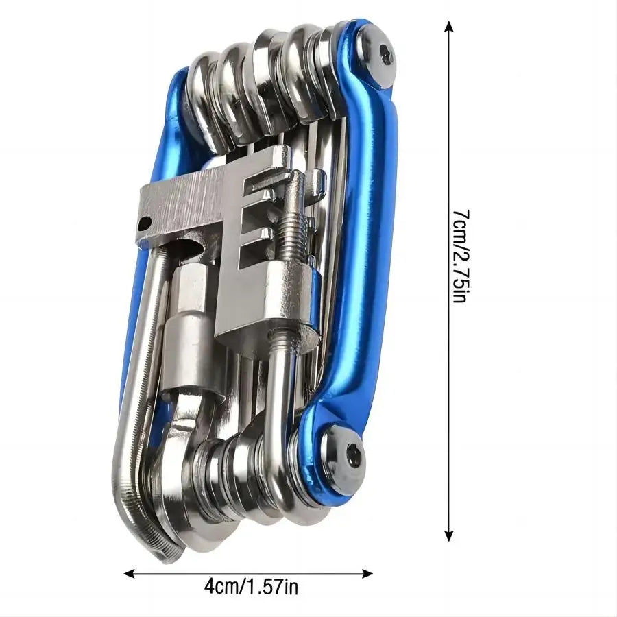 Kit d'outils multifonctions 11 en 1 pour vélo - Clé à outils légère en acier inoxydable, tournevis, chaîne, rayon de roue hexagonal 