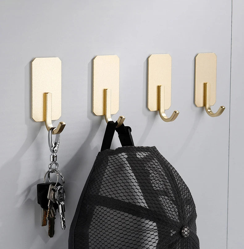 Adhesive Wall Hooks Towel Key Cloth Coat Rack Door Bathroom Robe Hanger Kitchen Shelf Bag Sticky Hook Organizer For Hanging Hat