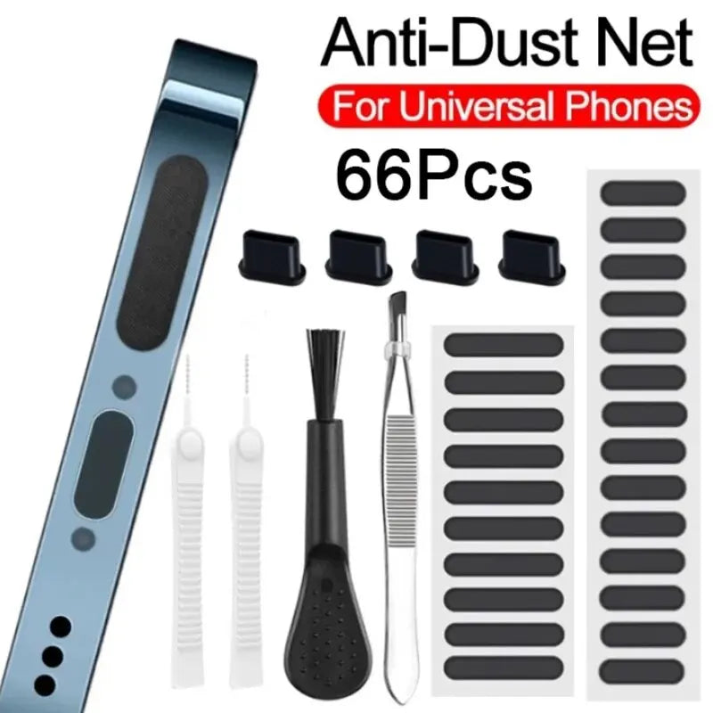 66PCS Mobile Phone Speaker Charging Port Cleaning Set Dust Plug for iPhone 15 14 13 Samsung Xiaomi Earphones Cleaner Kit Brush - ToolFlx