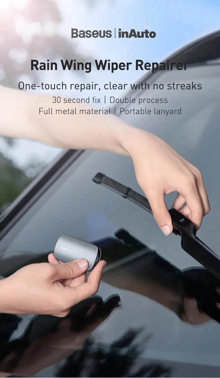 Baseus Car Wiper Repairer Rain Wing Windshield Wiper Tool Universal Refurbish Auto Blade Portable Wiper Repair Car Scratch