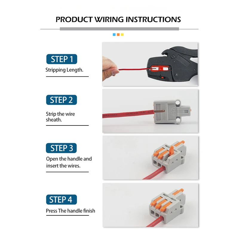 Mini Quick Wire Conductor Connector Universal Compact 2/3 Pin Splicing Push-inTerminal Block 1 in multiple out with fixing Hole