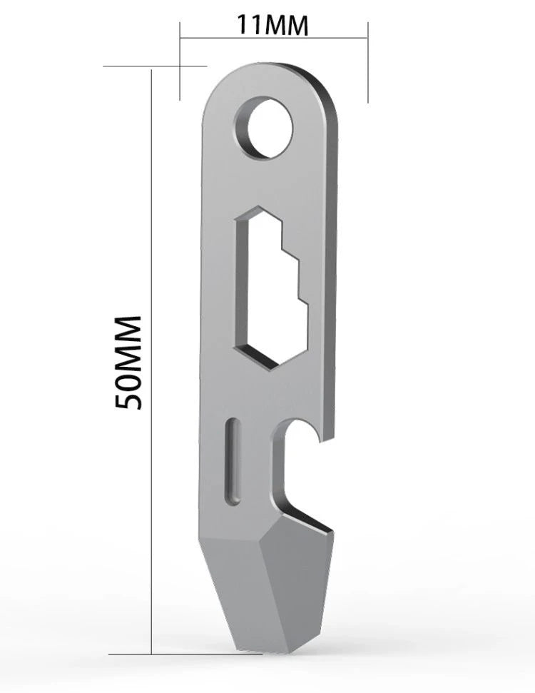 8 EN 1 MINI TC4 Alliage de Titane Crowbar Décapsuleur Échelle Graduée Clé Hexagonale EDC Outils Extérieurs Équipement de Camping Multifonction 