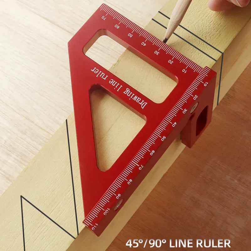 Carpenter Square -Woodworking Square Protractor Aluminum Miter Triangle Ruler 3D Multi Angle 45/90 Degree Layout Measuring Ruler