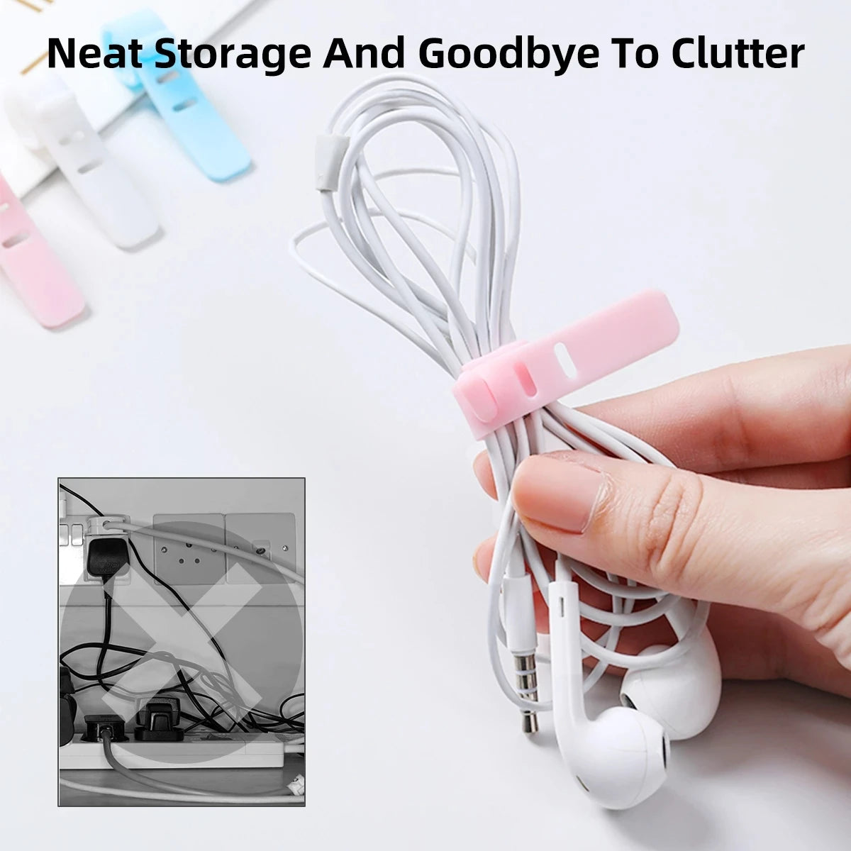 10/5/1pcs Reusable Fastening Cable Ties Cord Organizer for Earphone Mouse Cable Winder Portable Soft Silicone Wire Organizer