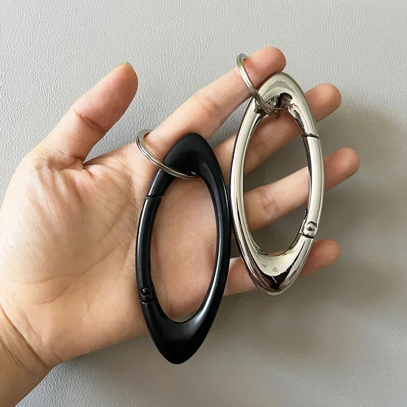 Women Men Essential Icon Carabiner Blackout Keychain Simplicity Female Oval Solid Belt Buckle Couple Sliver Key Ring Unisex