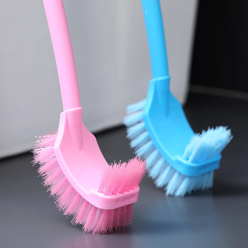 Brosse de nettoyage pour toilettes en plastique à long manche, brosse de nettoyage double face pour coins morts, brosse de toilette à poils doux, brosse pour joints de sol