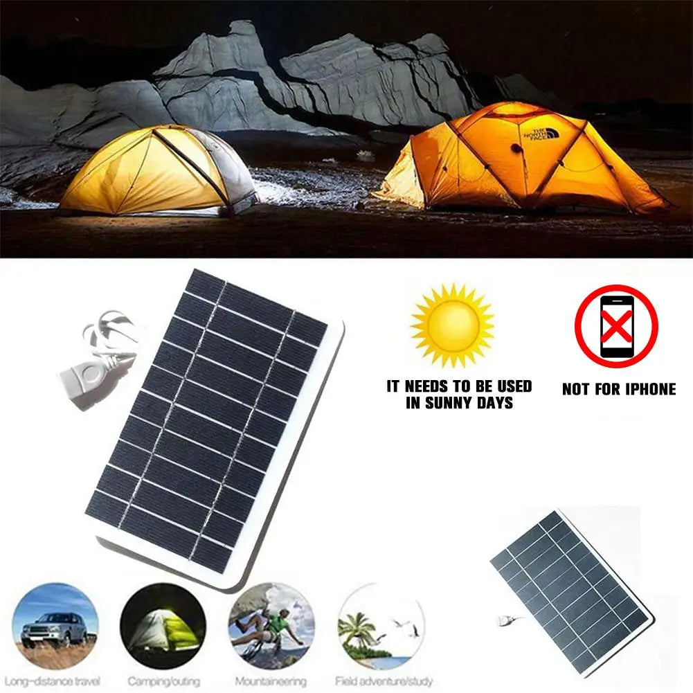 Tragbares Solarpanel, 5 V, 2 W, Solarplatte mit USB-sicherer Ladung, stabilisierendes Batterieladegerät für Power Bank, Telefon, Outdoor, Camping, Zuhause 