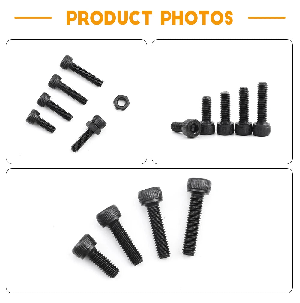 JUIDINTO Hex Socket Cap Head Screw Nut Assortment Kit M2 M2.5 M3 M4 M5 M6 12.9 Grade Allen Head Bolt and Nut with Washer Hex Key