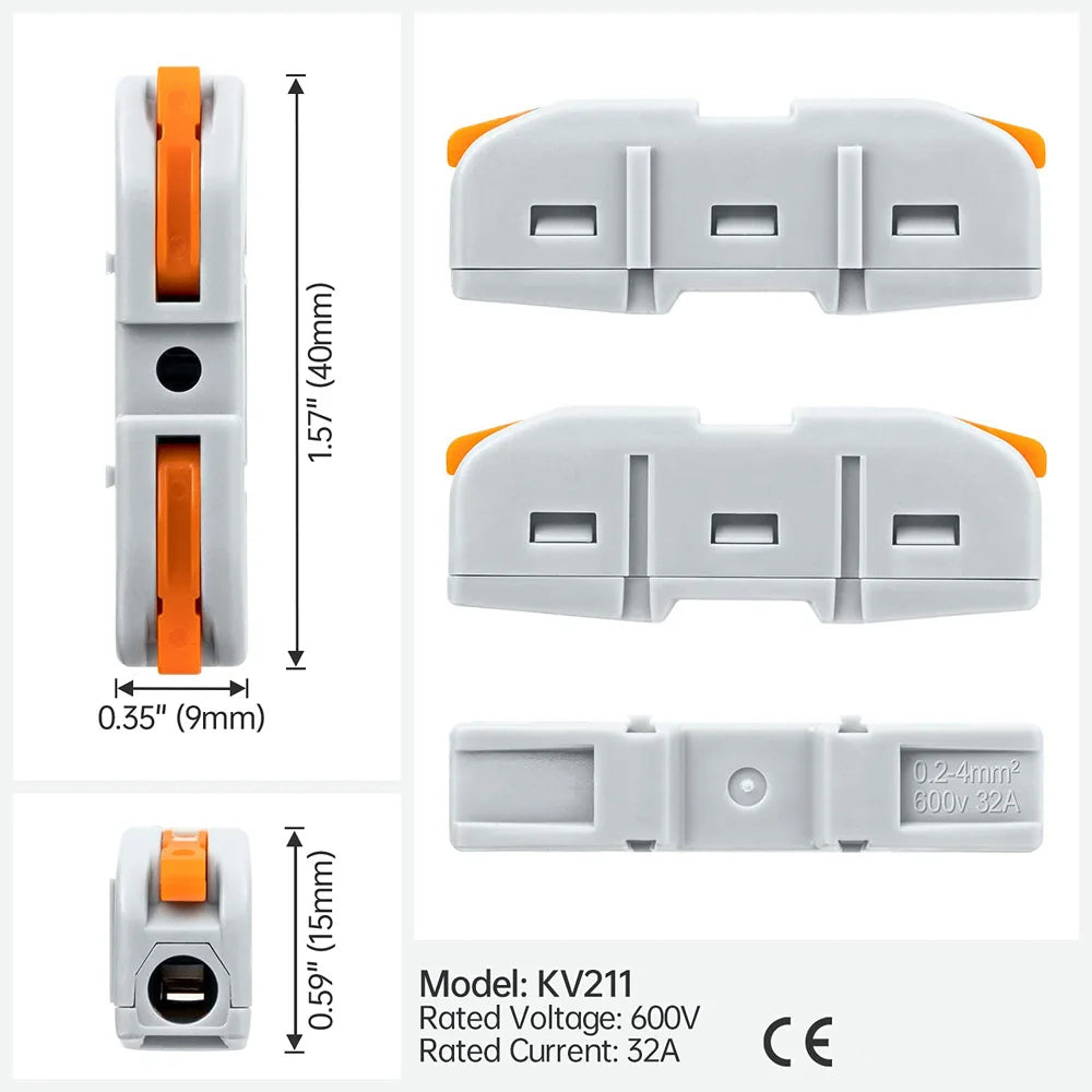 Quick Splicing Multiplex Butt Wire Connector Compact Electrical Cable Terminal Block Home Wiring Connectors for Circuit Inline