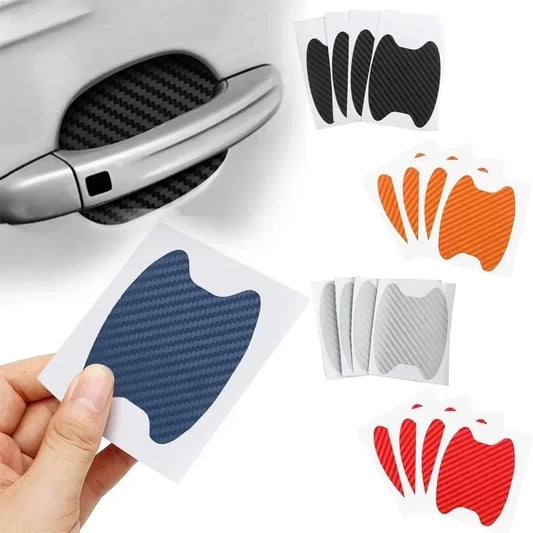 4Pcs Set Car Styling Mouldings Sticker Car Door Sticker Carbon Fiber Scratches Resistant Cover Auto Handle Protection Film Parts