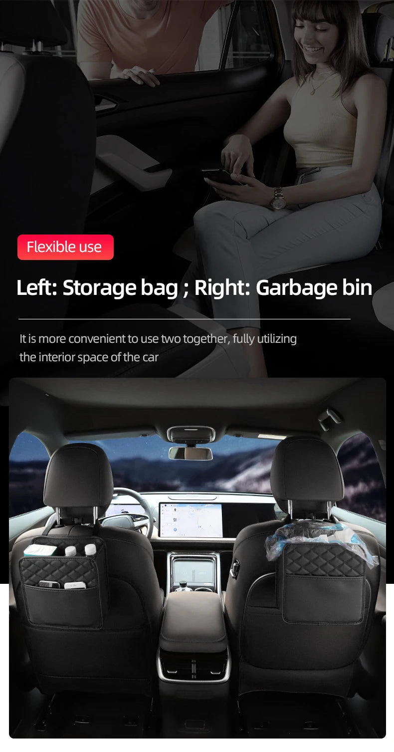 Multifunctional car seat storage bag Leather storage bag Garbage bag Storage bag Suitable for most car models