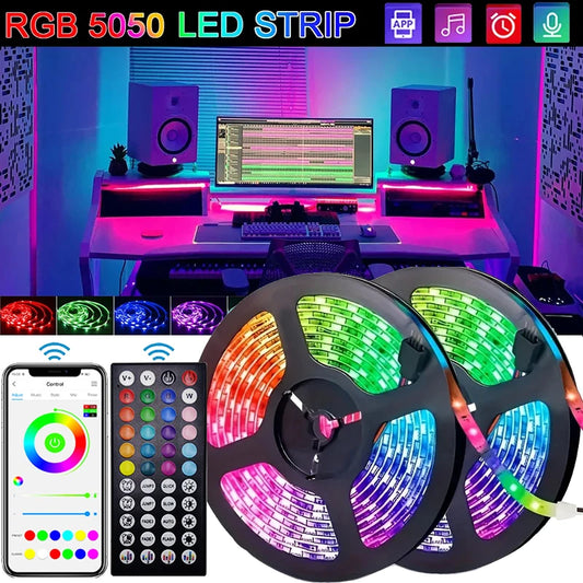 Bande lumineuse LED USB RGB 5050, contrôle par application Bluetooth, ruban de lampe LED flexible pour la décoration de la pièce, bande de diodes de rétroéclairage du téléviseur 