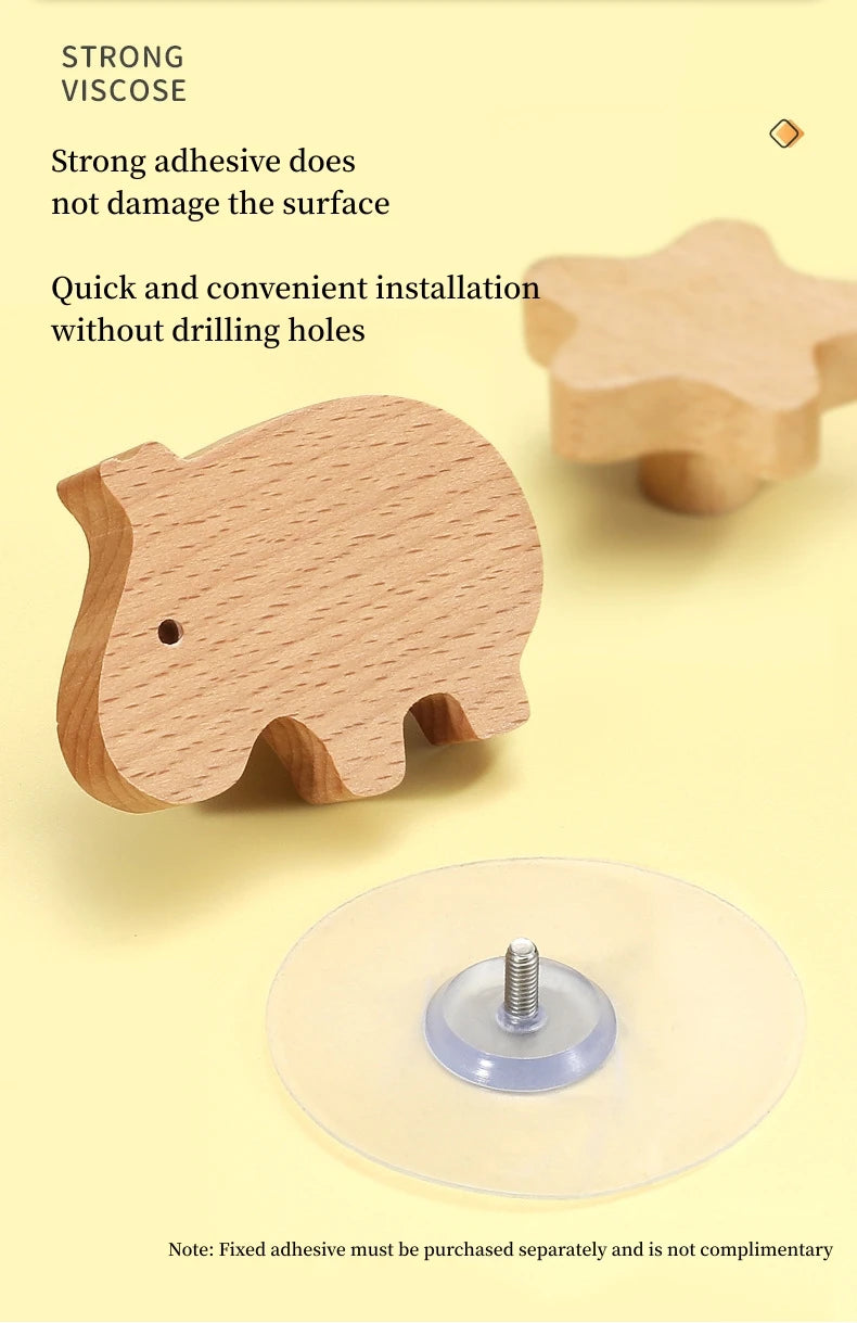 Wooden Animal Cabinet Handles Wood Cloud Hooks Furniture Handles for Cabinets and Drawers Door Knobs Kitchen Wardrobe Door Pulls