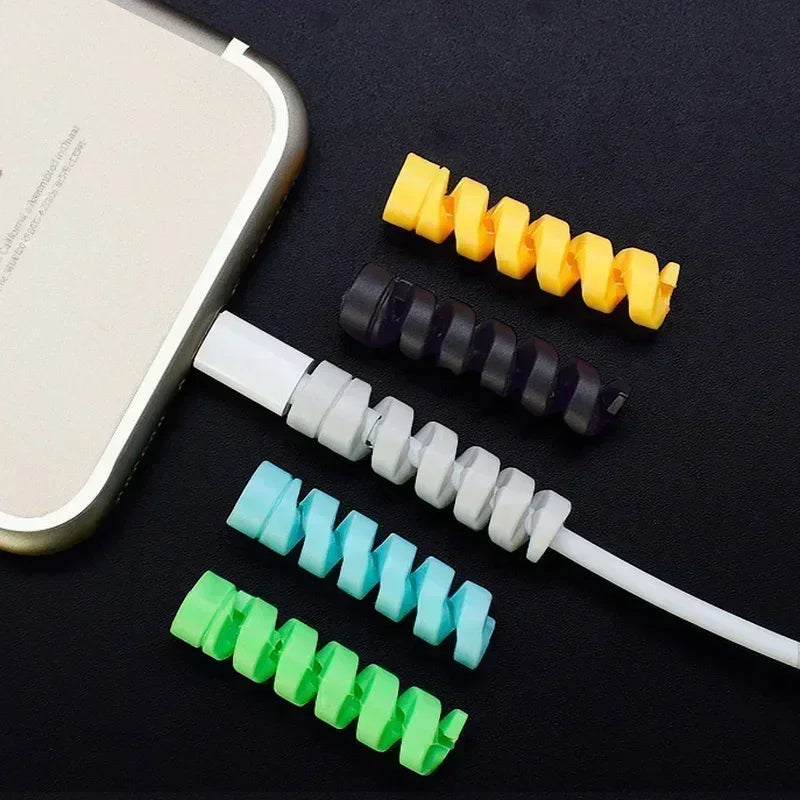 For IPhone IPad Spiral Cable Winder Protector Saver USB Charging Cord Cable Holder Ties Wire Management Cable Organizer