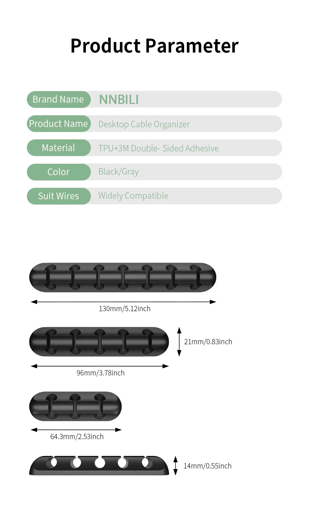 NNBILI Kabelhalter-Clips, Kabel-Organizer, Silikon, USB-Kabelaufwickler, Management-Clips, selbstklebend für Maus, Tastatur, Headset 