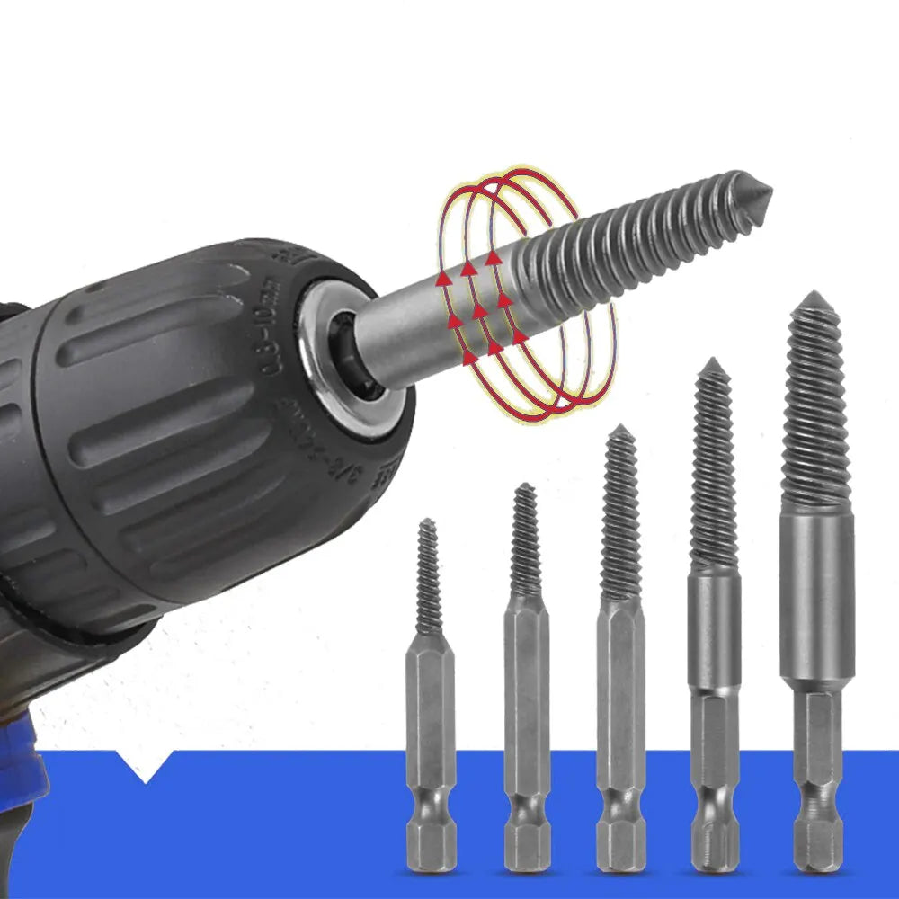 Lot de 10 extracteurs de vis à tête cassée à tige hexagonale, tournevis à tête cassée pour retirer l'ensemble d'outils de perceuse électrique 