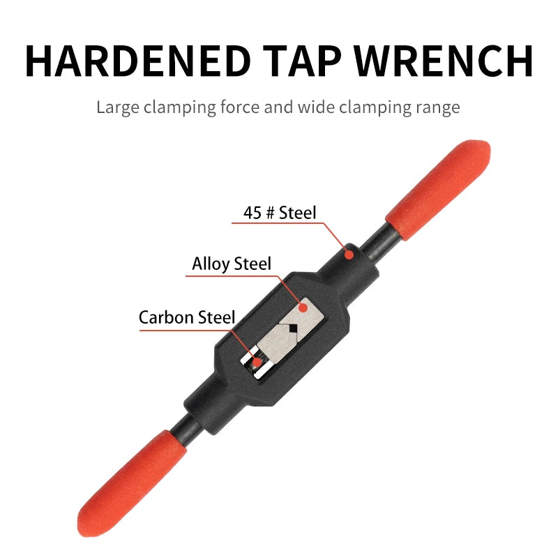 Adjustable Tap Wrench Handle for M1-M8~M9-M27 Metric Taps Superhard High Carbon Steel Tap Reamer Hand Threading Tools