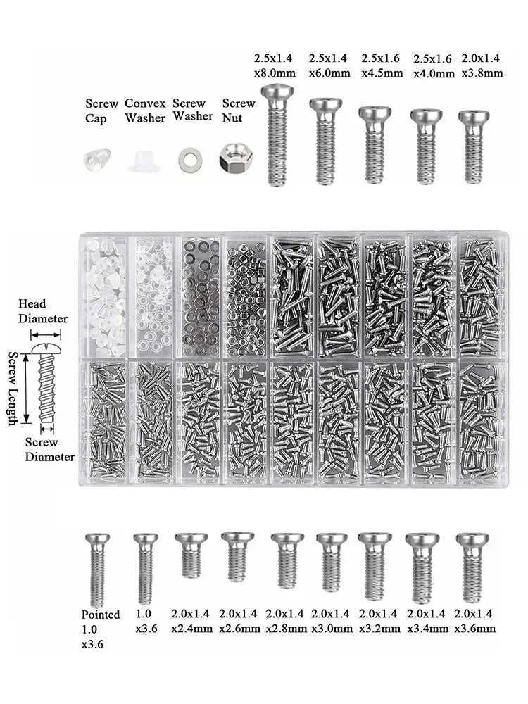 Glasses Screw Set Nose Support Lens Leg Nut Frameless Glasses Spacer Cap Accessories 18 Specification Screw Set Box