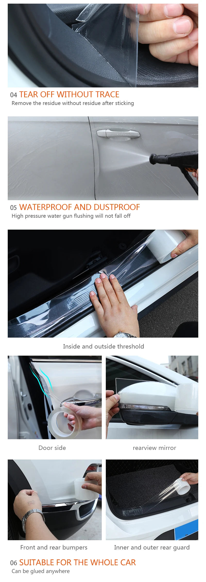 Car Stickers Door Sill Protector Universal Car Door Edge Sticker Anti Scratch Car Bumper Protection Film Car-Styling Accessories