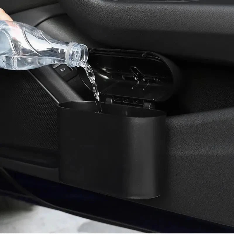 Universal Organizer Car Clamshell Trash Bin Hanging Vehicle Garbage Dust Case Storage Box Black ABS Square Pressing Trash Can 6P