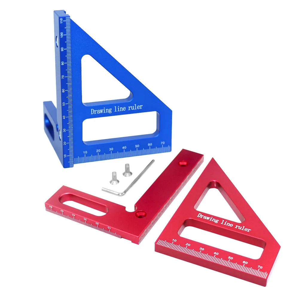 Carpenter Square -Woodworking Square Protractor Aluminum Miter Triangle Ruler 3D Multi Angle 45/90 Degree Layout Measuring Ruler - ToolFlx