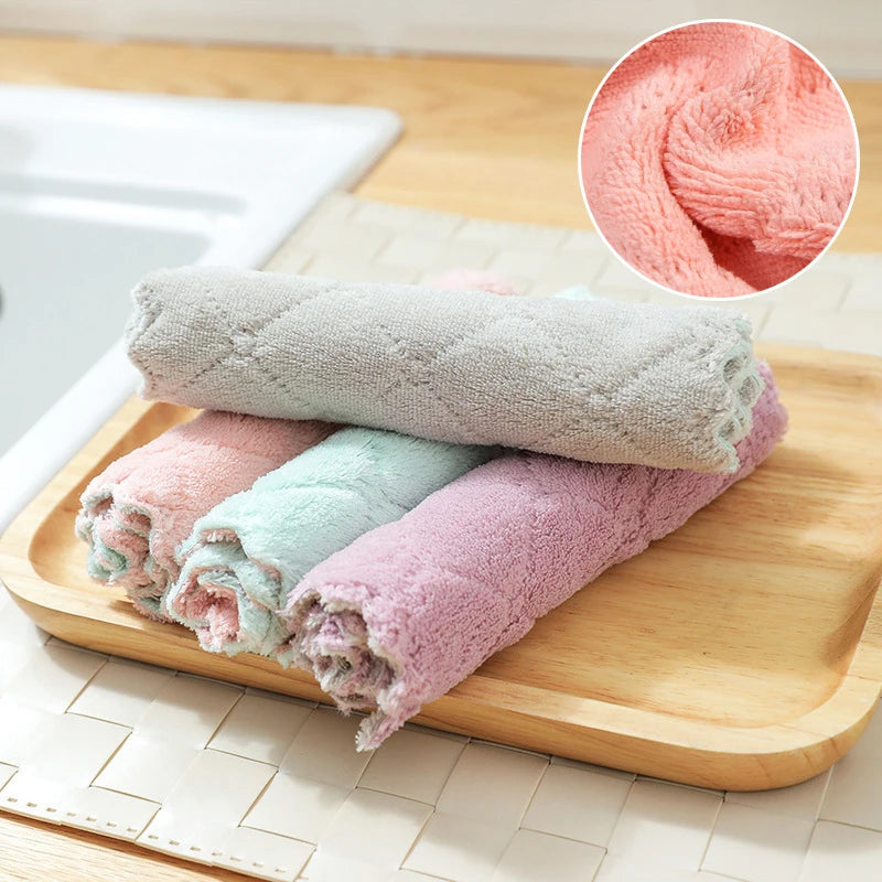 5/10PC Kitchen Accessories Super Absorbent Microfiber Dish Cloth Tableware Household Cleaning Towel Kitchen Tools Gadget ALI253