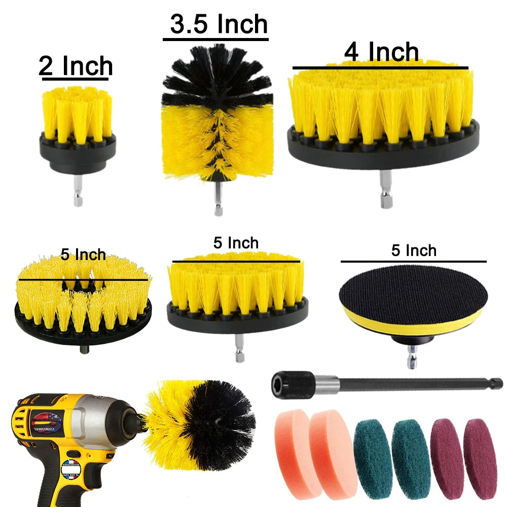 12/4 Pcs Electric Drill Brush Kit scrubber Cleaning Brush For Carpet Glass Car Kitchen Bathroom toilet Cleaning Tools household - ToolFlx