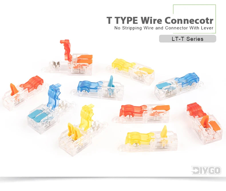 T-Type Stripping Free Wiring Connector With Fixing Hole Quick Branch  Splice Junction box lever Wire connector 32A