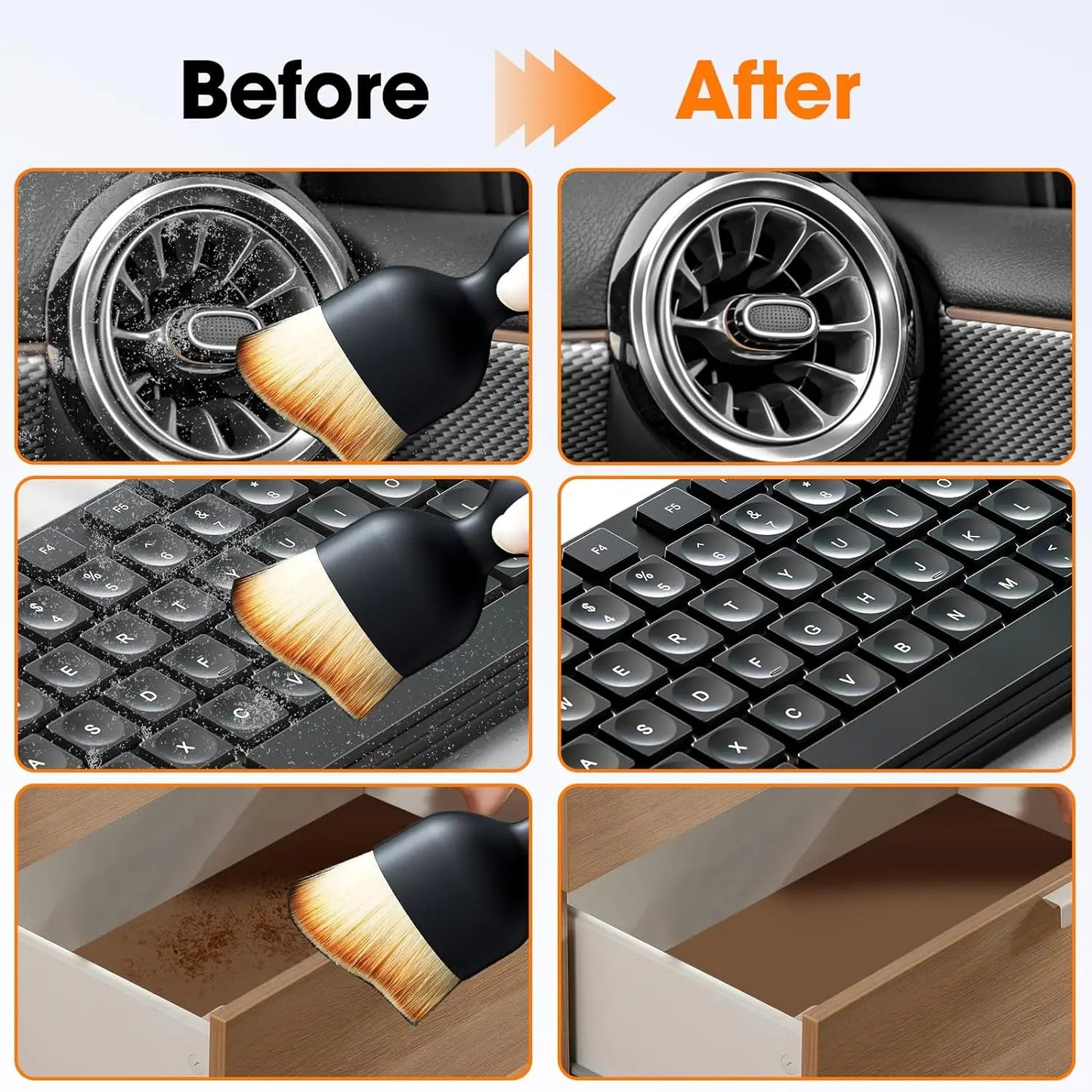 Car Interior Cleaning Brush Conditioner Air Outlet Soft Fur Clean Brushes with Shells Crevice Dust Removal Detailing Brush Tools