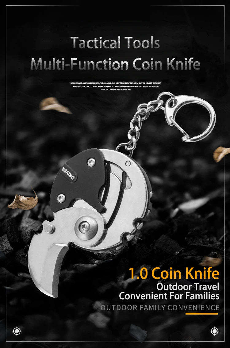 Pocket Knife Keychain Screwdriver Multifunctional Hexagon Coin Outdoor EDC survival Tool Folding Fold Mini coltello Gear Pee