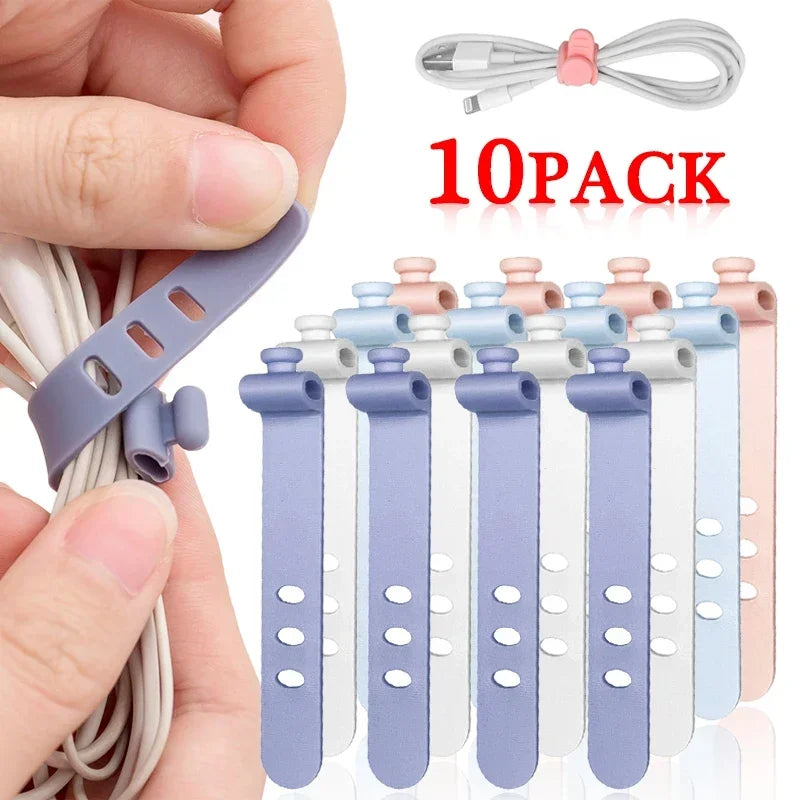 10/5/1pcs Reusable Fastening Cable Ties Cord Organizer for Earphone Mouse Cable Winder Portable Soft Silicone Wire Organizer